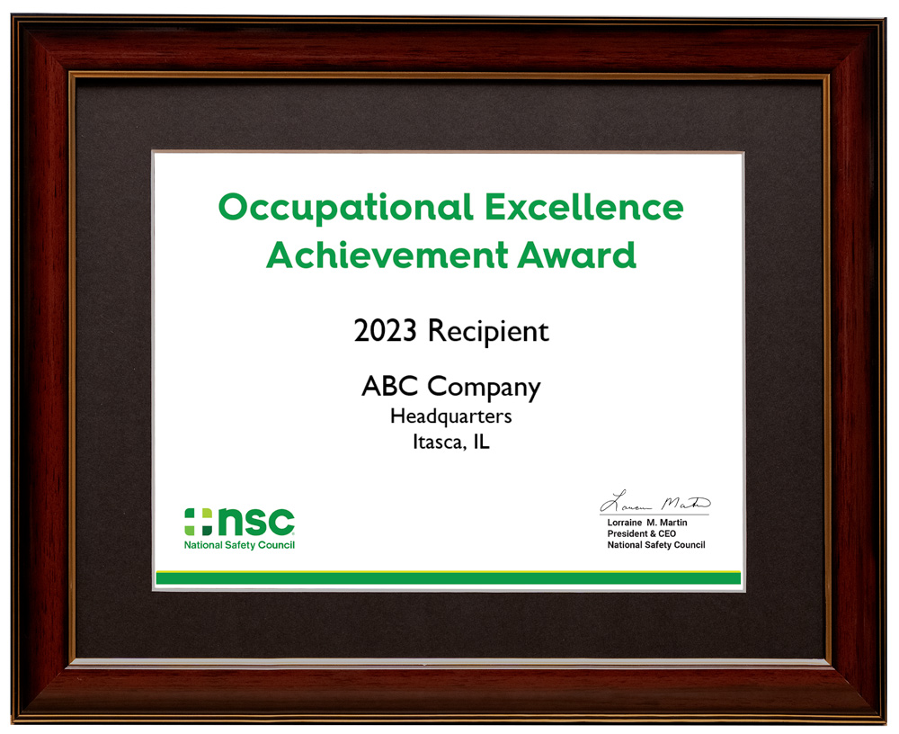 Occupational Excellence Certificate Award