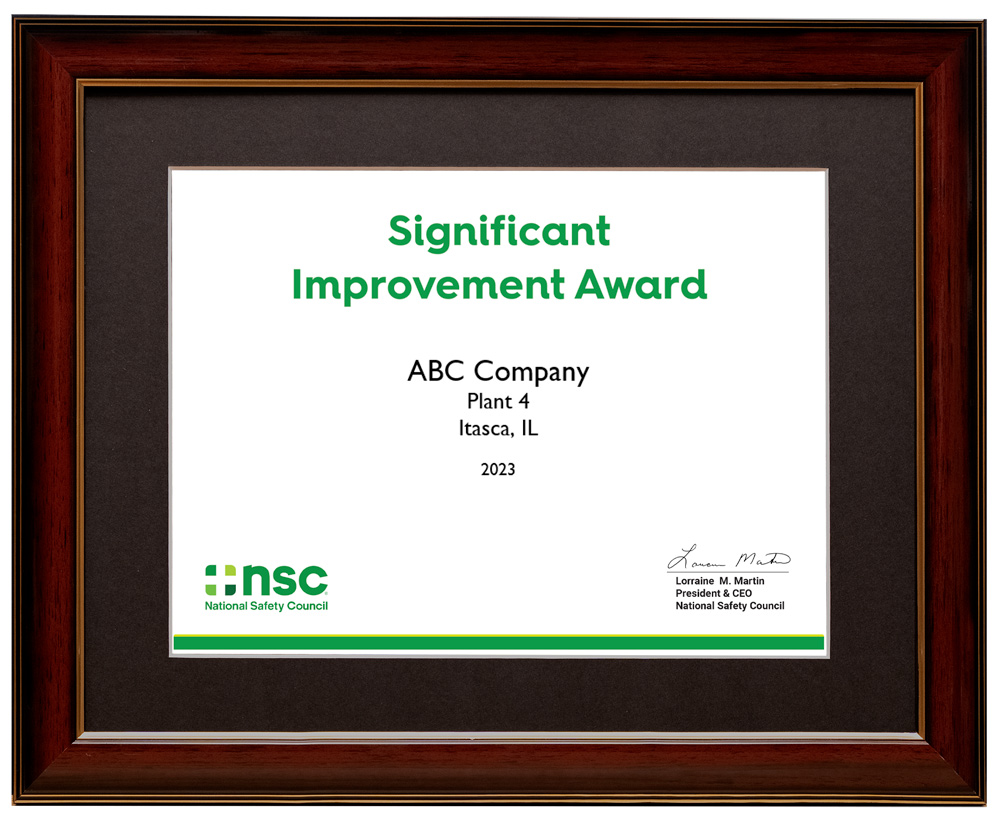 Significant Improvement Certificate Award