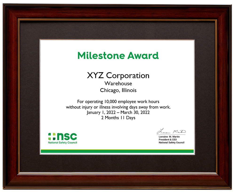 Milestone Certificate Award