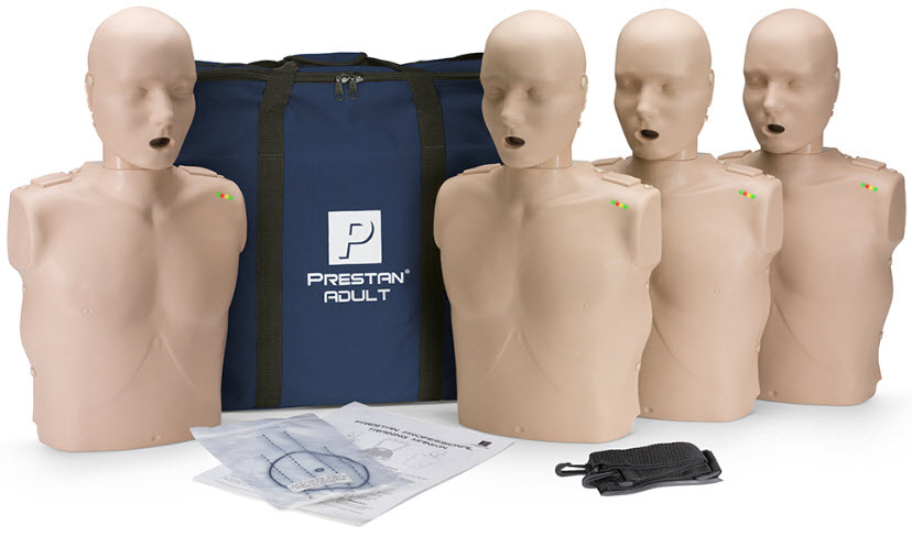 Prestan Adult CPR/AED Train Manikins Medium Skin Tone - 4 Pack