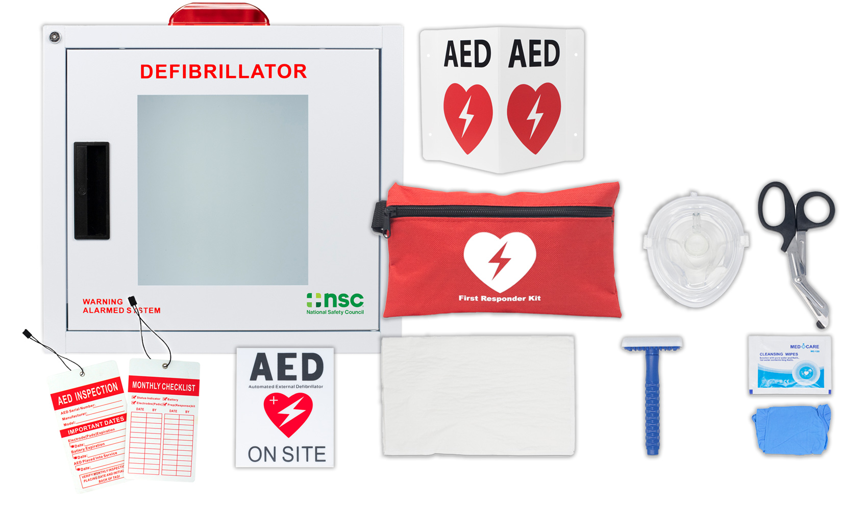 AED Cabinet Accessory Bundle - Alarmed and Strobe Light