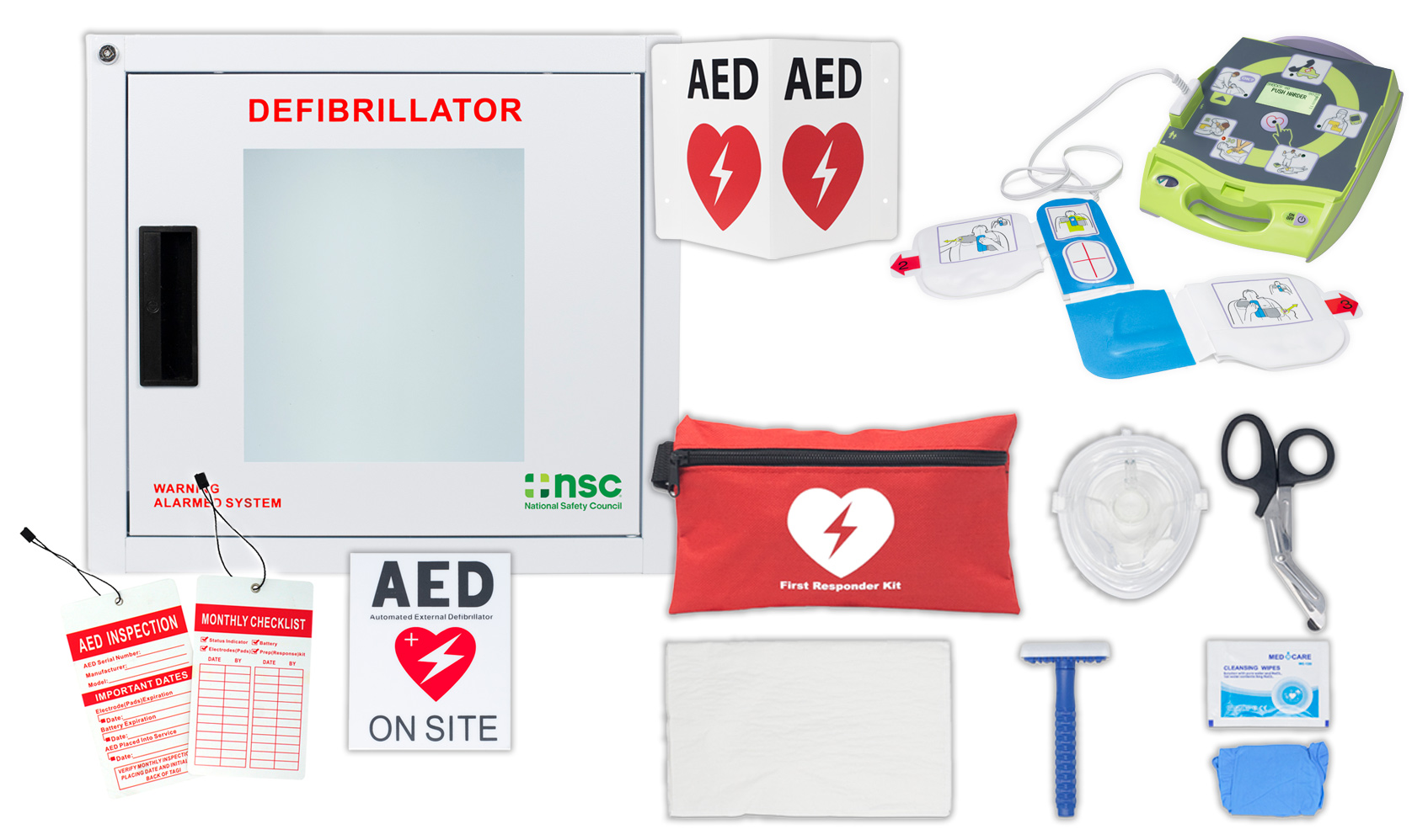 Zoll AED Plus Semi-Automatic AED with Alarmed Cabinet Bundle
