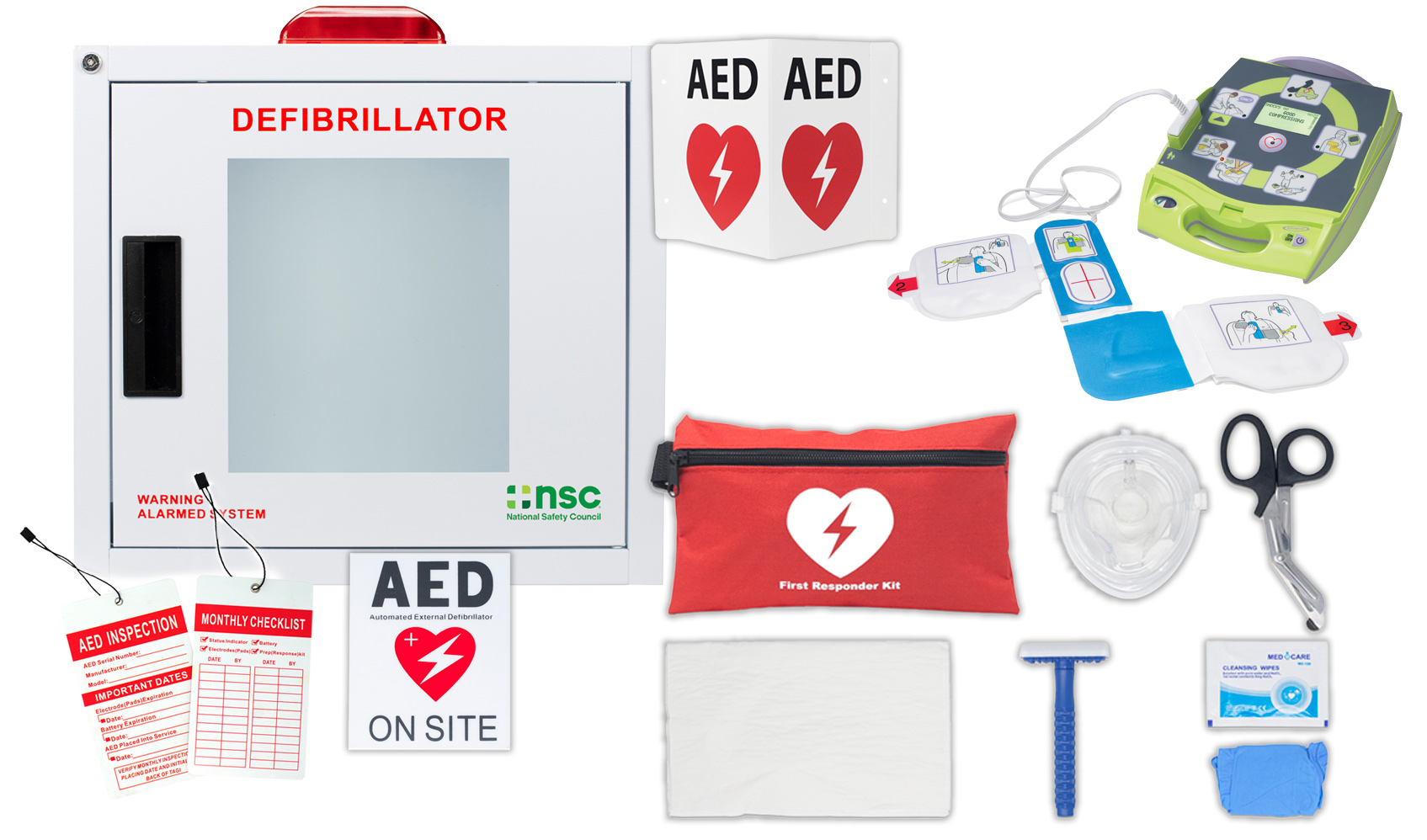 Zoll AED Plus Fully-Automatic AED With Alarmed and Strobe Light Cabinet Bundle