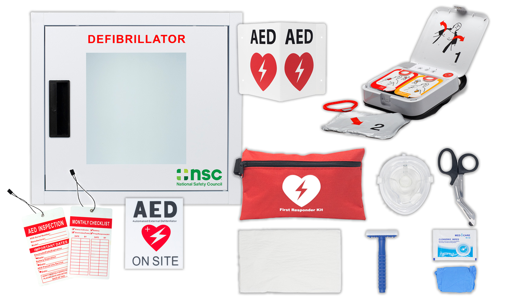 LifePak CR2 Semi-Automatic AED with Non-Alarmed Cabinet Bundle